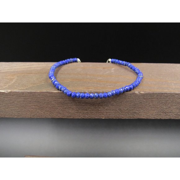 Jewelry - 8 Inch Sterling Silver Faceted Small Lapis Lazuli Stones Bracelet